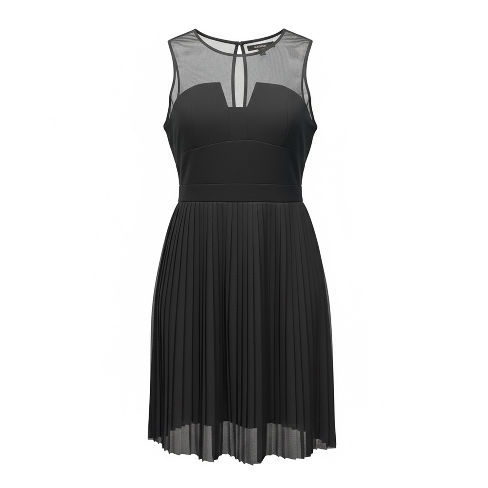 julia jordan Black Sleeveless Mesh Bodice Pleated Dress - Size 4